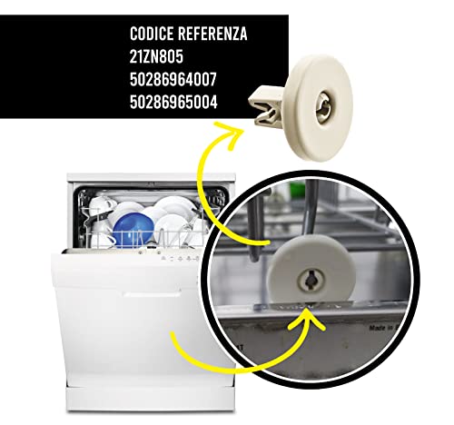 BSSTORE Ruote Cestello Inferiore per Lavastoviglie Universali 50286965004 21ZN805 - Compatibile ELECTROLUX, ZANUSSI, AEG, TRICITY - (Kit x8)