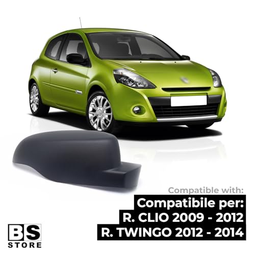 BSSTORE Calotta Specchietto Retrovisore Nera per Ren@ult CLIO III 2009-2014, TWINGO II 2012-2014