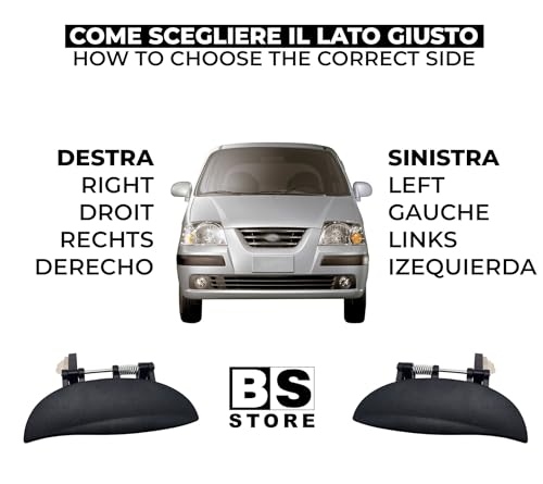 BSSTORE Maniglia Esterna Nera Posteriore per HYUND@I ATOS 1998-2003, ATOS PRIME 199-2003