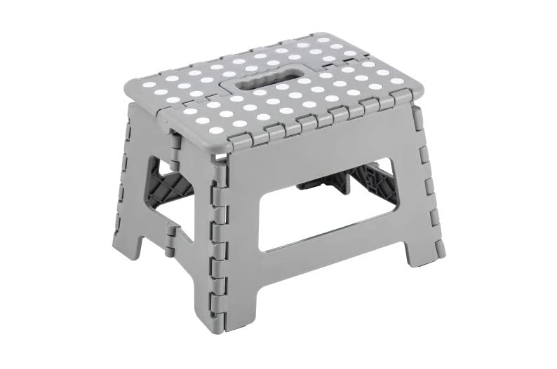 BSSTORE Sgabello Pieghevole Da Cucina 30x22x22 In Plastica Con Piano Antiscivolo (Grigio)