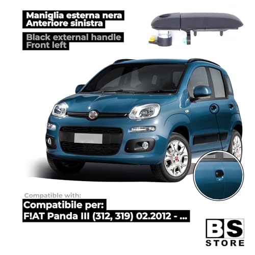 BSSTORE Maniglia Esterna Nera per F!at PANDA dal 2012 in poi (312, 319) Anteriore Sinistra - Lato Conducente con Foro