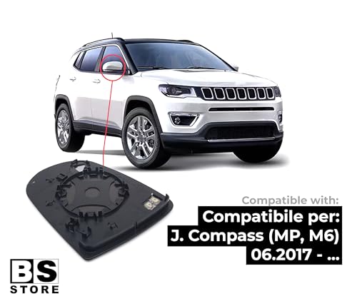 BSSTORE Vetro Specchio Retrovisore Asferico Termico per JE€P COMPASS (MP, M6) dal 2017 in poi