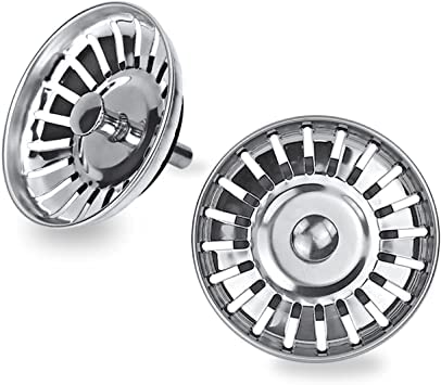 BSSTORE Tappo Griglia Lavandino, Ferma Sporco, Universale in Acciaio Inox (84 mm). Pezzi 2