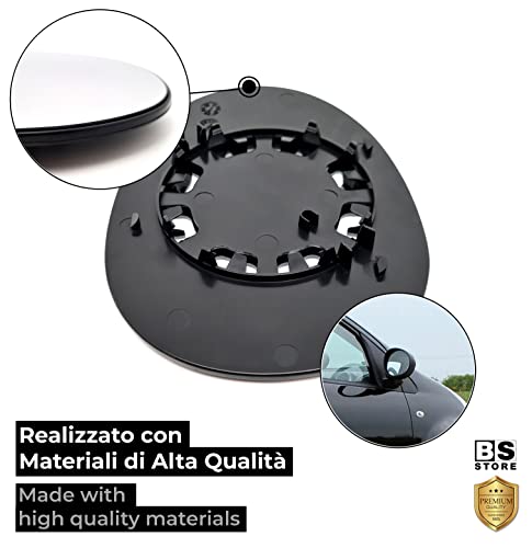 BSSTORE Piastra Vetro Specchio Retrovisore per Ty Aygo, Ctr C1, Pgt 107 dal 2005 al 2014