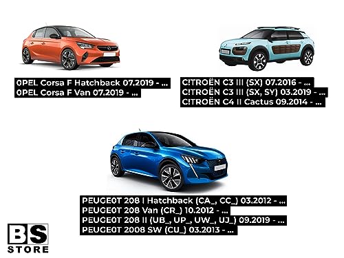 BSSTORE Calotta Specchietto Retrovisore Nera per C!TROËN C3 2016, C4 Cactus 2014 | PEUGE0T 208 2012, 2008 2013 | 0PEL Corsa F 2019