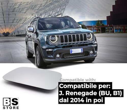 BSSTORE Piastra Vetro Specchio Retrovisore Termica per JE€P Renegade (BU, B1) dal 2014 in poi