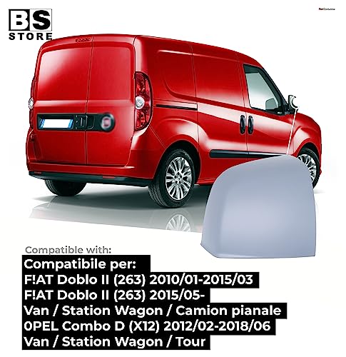 BSSTORE Calotta Specchietto Retrovisore da Verniciare con Primer per F!AT Doblo dal 2010, 0PEL Combo dal 2012