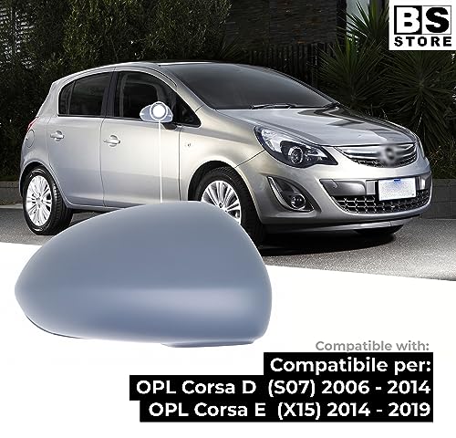 BSSTORE Calotta Specchietto Retrovisore da Verniciare con Primer per 0pel Corsa D, E (S07, X15) dal 2006 al 2019