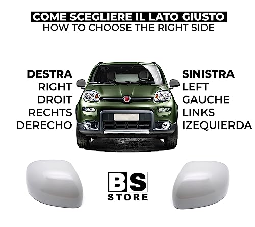 BSSTORE Calotta Specchietto Retrovisore per F!at PANDA dal 2009 in poi (169, 312, 319) Grigia da Verniciare