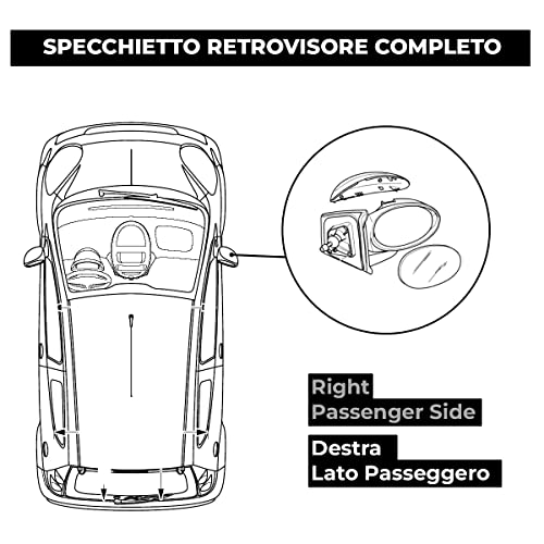 BSSTORE Specchietto Retrovisore per Tyt Aygo, Ctr C1, Pgt 107 dal 2005 al 2014 Completo con Regolazione Meccanica