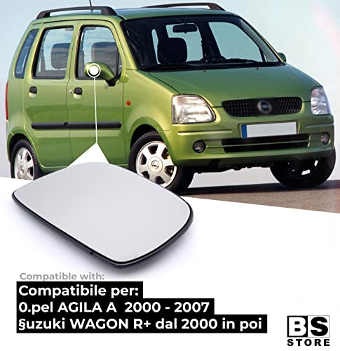BSSTORE Piastra Vetro Specchio Retrovisore per 0pel AGILA A 2000-2007, §uzuki WAGON R+ II dal 2000