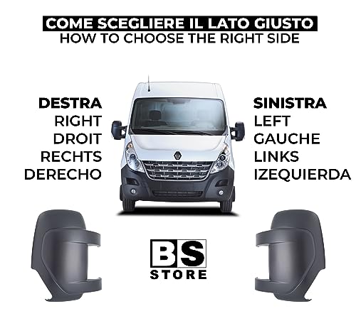 BSSTORE Calotta Specchietto Retrovisore Nera per 0PEL Movano 2010 | NISS@N NV400 2011 | REN@ULT Master 2010