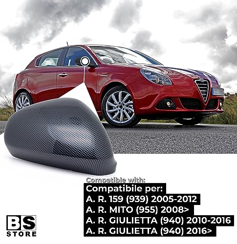 BSSTORE Calotta Specchietto Retrovisore Carbon Look per GIULIETTA dal 2010, MITO dal 2008, 159 2005-2012