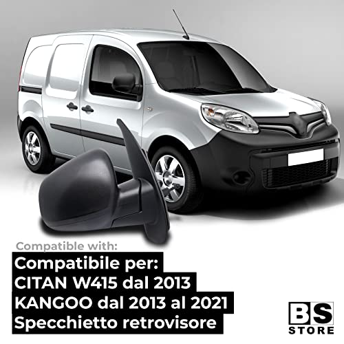 BSSTORE Specchietto Retrovisore Esterno per KANGOO dal 2012 al 2021 e CITAN W45 dal 2012 Completo con Regolazione Meccanica