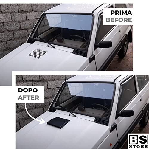 BSSTORE Presa Aria Griglia Cofano Anteriore Panda dal 1980 al 2003 (141 141A) + Kit Montaggio - Universale Nera