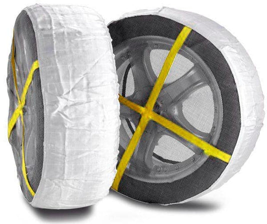 BSSTORE Calze da Neve Universali Riutilizzabili Catene da Neve in Tessuto da R13 a R18 | Set di 2 Pezzi