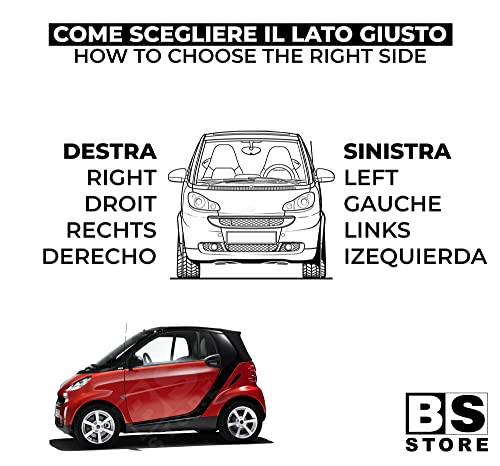 BSSTORE Piastra Vetro Specchietto Retrovisore per FORTWO dal 2007 al 2014