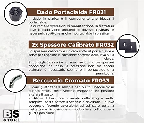 BSSTORE Kit Ricambi FROG Guarnizione, Portacialda, Filtro, Beccuccio, Dado + 2x Spessore Calibrato