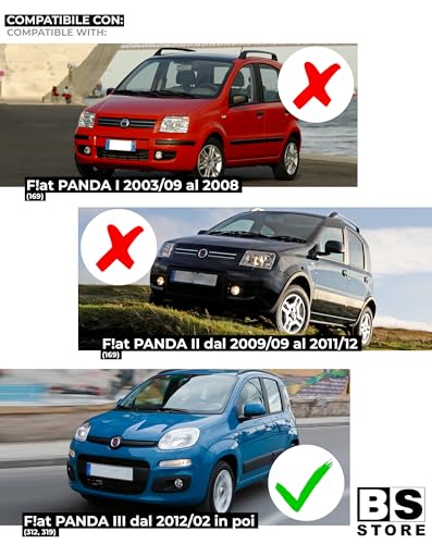 BSSTORE Maniglia Esterna Nera per F!at PANDA dal 2012 in poi (312, 319) Anteriore Sinistra - Lato Conducente con Foro