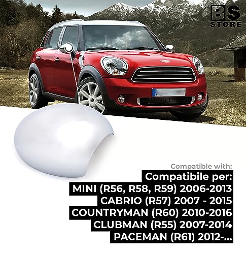 BSSTORE Calotta Specchietto Retrovisore Cromata Lucida per MINI 2006, COUNTRYMAN 2010, CLUBMAN 2007, PACEMAN 2012