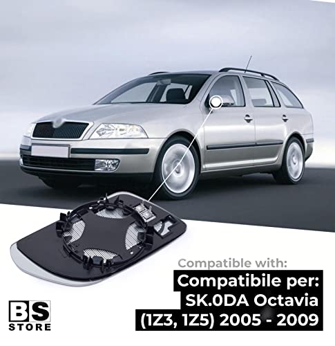 BSSTORE Piastra Vetro Specchio Retrovisore Termico per SK0DA Octavia 2005-2009