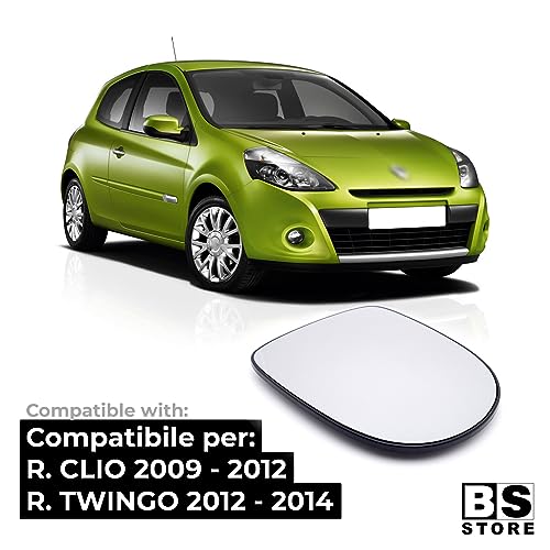 BSSTORE Piastra Vetro Specchio Retrovisore per Ren@ult CLIO III 2009-2014, TWINGO II 2012-2014