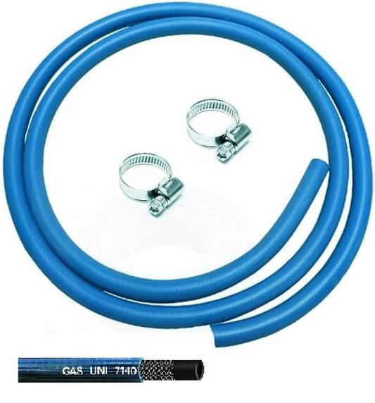 BSSTORE Tubo Gas Gpl Mt. 2 + Due Fascette Stringitubo Per Cucina Stufa Barbecue Bruciatore
