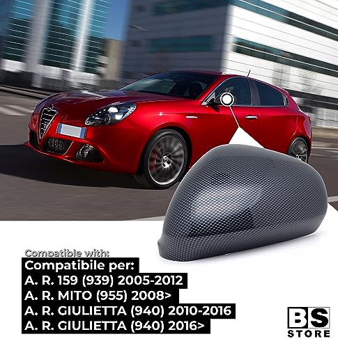 BSSTORE Calotta Specchietto Retrovisore Carbon Look per GIULIETTA dal 2010, MITO dal 2008, 159 2005-2012