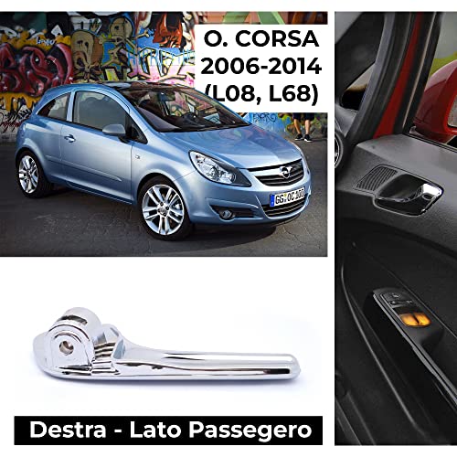 BSSTORE Maniglia Porta Interna per 0pel Corsa D dal 2006 al 2014 (S07) Cromata