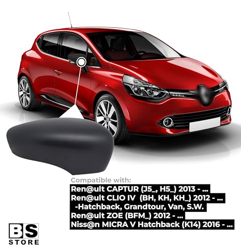 BSSTORE Calotta Specchietto Retrovisore Nera per R. CLIO 4 2012, CAPTUR 2013, MICRA 5 2016, ZOE 2012