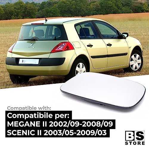 BSSTORE Vetro Specchietto Retrovisore Termico per MEGANE 2002-2008, SCENIC 2003-2009