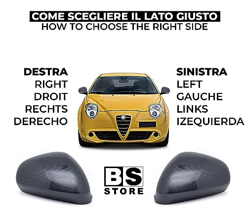 BSSTORE Calotta Specchietto Retrovisore Carbon Look per GIULIETTA dal 2010, MITO dal 2008, 159 2005-2012