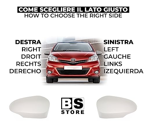 BSSTORE Calotta Specchietto Retrovisore da Verniciare con Primer per T0YOTA YARIS (XP13) 11-20, AURIS (E18) 13-18