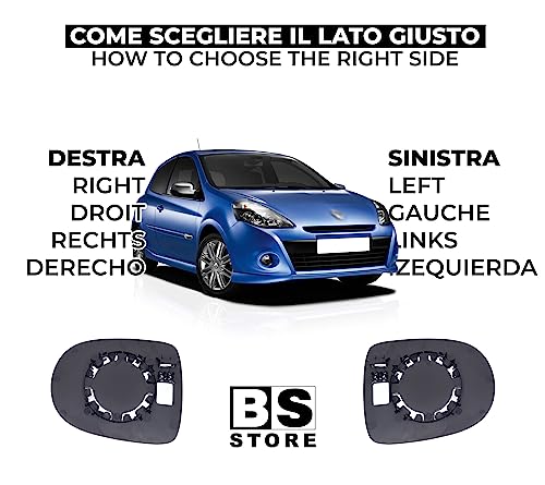 BSSTORE Piastra Vetro Specchio Retrovisore per Ren@ult CLIO III 2009-2014, TWINGO II 2012-2014